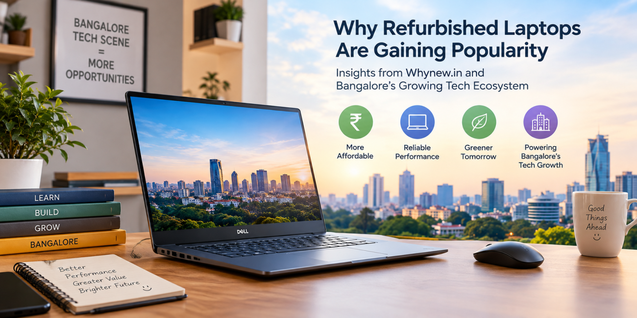 Why Refurbished Laptops Are Exploding in Popularity The demand for refurbished laptops is growing as students, working professionals, startups, and technology enthusiasts look for affordable computing solutions. In Bangalore, India’s major technology hub, the need for reliable laptops continues to grow alongside IT jobs, freelancing, online learning, and startup culture. With rising technology costs, refurbished devices are becoming an attractive alternative to purchasing brand-new laptops. 1. Affordable Technology Without Compromising Performance One of the biggest reasons behind the growing popularity of refurbished laptops is affordability. Buying a new laptop with a powerful processor, sufficient RAM, and fast SSD storage can require a considerable investment. Refurbished models allow buyers to explore higher-performance configurations at comparatively lower prices. For students and professionals in Bangalore, this can mean accessing business-class laptops suitable for coding, multitasking, presentations, and everyday productivity without stretching their budgets. However, buyers should always check the device specifications, condition, and warranty before making a purchase. 2. Bangalore’s Thriving Tech Scene Bangalore has a diverse technology ecosystem that includes IT companies, startups, freelancers, software developers, and digital creators. Many people require dependable laptops for programming, remote work, online meetings, and business operations. This creates opportunities for refurbished laptops, particularly among budget-conscious professionals and growing businesses. Startups can also consider refurbished devices when equipping teams, provided the selected laptops meet their software, security, and performance requirements. Through platforms such as whynew.in, buyers can explore refurbished laptop options that align with their computing needs and budgets. Choosing the right configuration is essential for getting practical value from the investment. 3. Better Value for Everyday Computing Refurbished laptops can offer excellent value for routine tasks such as browsing, studying, preparing documents, attending virtual meetings, and managing business applications. Depending on the model, buyers may also find suitable machines for programming, graphic design, and other demanding workloads. Business laptop series are worth considering because some models offer durable construction, comfortable keyboards, and useful connectivity options. Nevertheless, performance depends on the specific processor, RAM, storage, battery health, and software requirements rather than the refurbished label alone. Before purchasing, compare specifications and confirm that the laptop can support your intended workload. 4. A More Sustainable Technology Choice Electronic waste is an important environmental concern. Extending the useful life of existing electronics can help reduce premature disposal and the demand for newly manufactured devices. Choosing refurbished laptops can support a more sustainable approach to technology consumption when devices are properly tested, repaired, and reused. For environmentally conscious consumers in Bangalore, this offers another reason to consider refurbished equipment instead of automatically buying new. 5. Why Buyers Should Choose Carefully Growing demand also makes it important to purchase from a trustworthy seller. Check the laptop’s physical condition, battery performance, keyboard, display, ports, storage health, and operating system. Ask about warranty coverage, return policies, repair history where available, and data-wiping procedures. At whynew.in, buyers can begin exploring options based on their budgets and intended use. Comparing available models and understanding the terms of purchase can help customers make informed decisions. Bottomline The rising popularity of refurbished laptops reflects a practical shift towards affordable, performance-focused, and more sustainable technology choices. Bangalore’s dynamic tech scene adds to this demand as students, professionals, creators, and businesses seek cost-effective computing solutions. For anyone planning their next laptop purchase, whynew.in is a starting point for exploring refurbished options. By prioritising specifications, device condition, warranty, and seller transparency, buyers can find a laptop that suits their needs without unnecessarily overspending